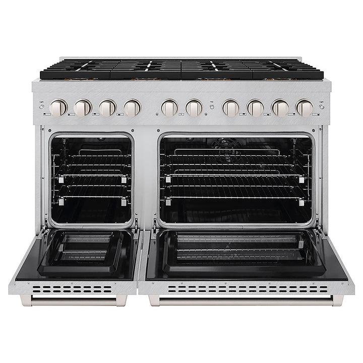 ZLINE 48 in. 6.7 cu. ft. Paramount Dual Fuel Range with 8 Burner DuoPro™ Cooktop and Dual Ovens in Satin Stainless Steel, Open Box-Excellent Condition