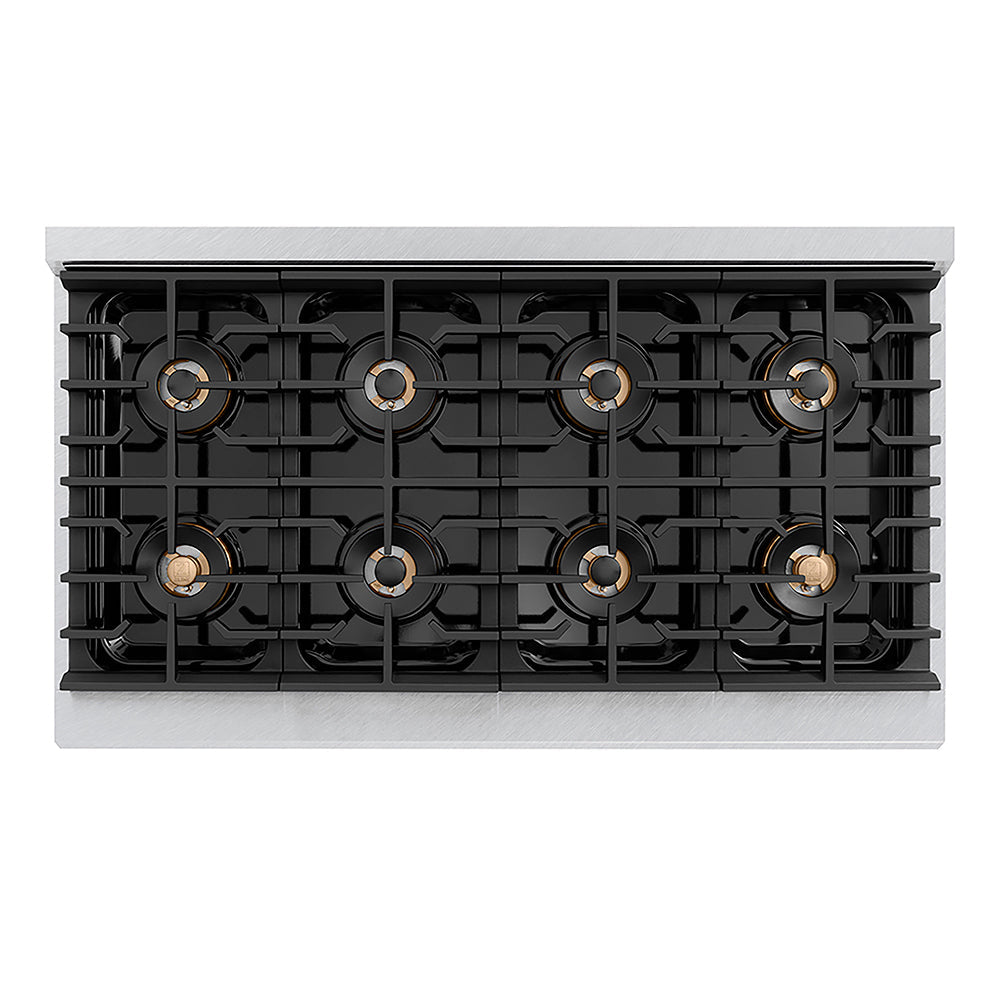ZLINE 48 in. 6.7 cu. ft. Paramount Dual Fuel Range with 8 Burner DuoPro™ Cooktop and Dual Ovens in Satin Stainless Steel, Open Box-Excellent Condition