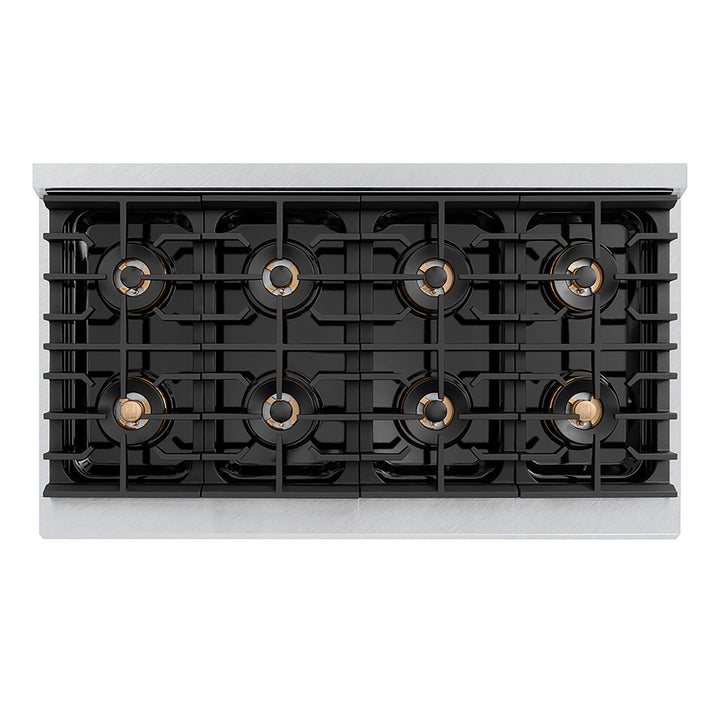 ZLINE 48 in. 6.7 cu. ft. Paramount Dual Fuel Range with 8 Burner DuoPro™ Cooktop and Dual Ovens in Satin Stainless Steel with Black Matte Doors (PSDRS-BLM-48)