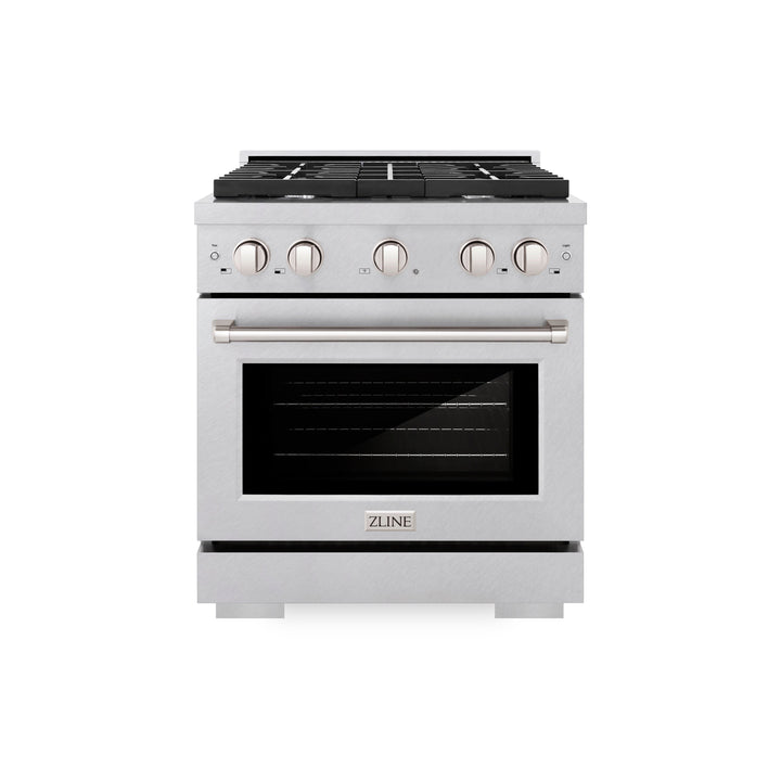 ZLINE 30 in. 4.2 cu. ft. Paramount Gas Range with 4 Burner Cooktop and Convection Gas Oven in Satin Stainless Steel, Open Box-Excellent Condition