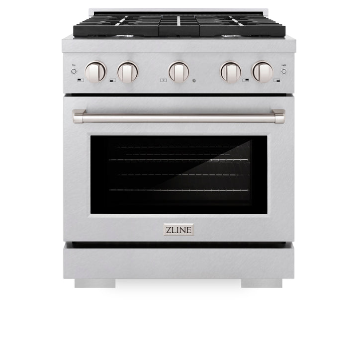 ZLINE 30 in. 4.2 cu. ft. Paramount Gas Range with 4 Burner Cooktop and Convection Gas Oven in Satin Stainless Steel, Open Box-Excellent Condition
