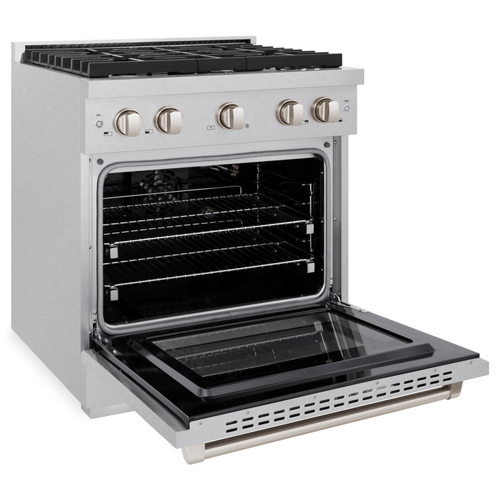 ZLINE 30 in. 4.2 cu. ft. Paramount Gas Range with 4 Burner Cooktop and Convection Gas Oven in Satin Stainless Steel, Open Box-Excellent Condition