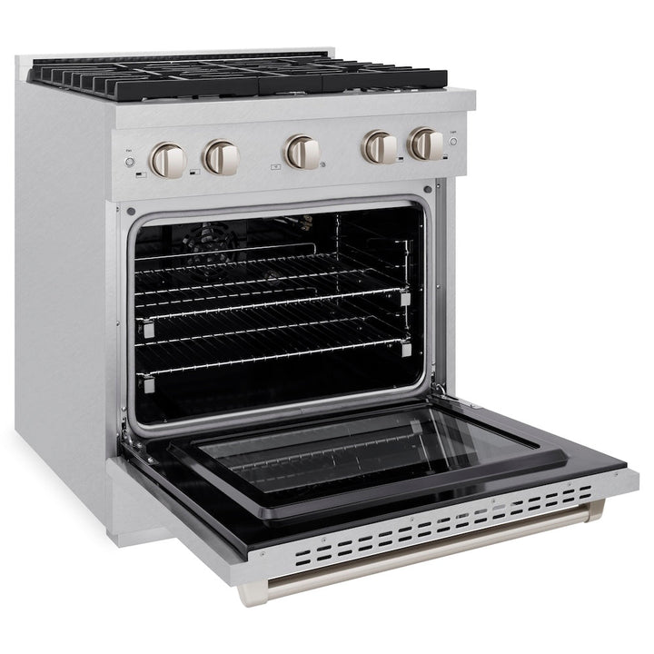 ZLINE 30 in. 4.2 cu. ft. Paramount Gas Range with 4 Burner Cooktop and Convection Gas Oven in Satin Stainless Steel (SGRS-30)