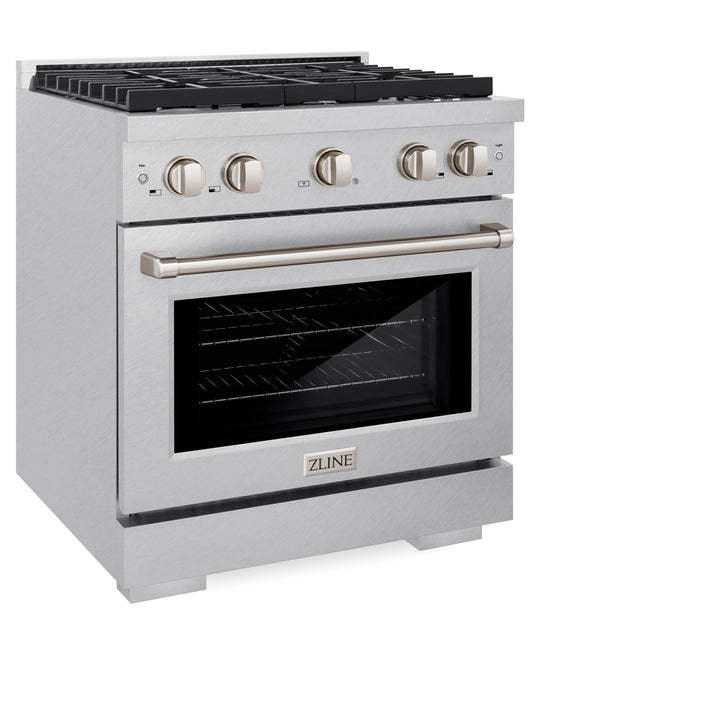 ZLINE 30 in. 4.2 cu. ft. Paramount Gas Range with 4 Burner Cooktop and Convection Gas Oven in Satin Stainless Steel, Open Box-Excellent Condition