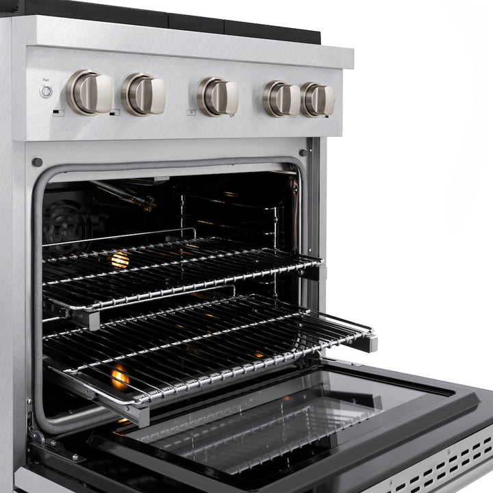 ZLINE 30 in. 4.2 cu. ft. Paramount Gas Range with 4 Burner Cooktop and Convection Gas Oven in Satin Stainless Steel (SGRS-30)