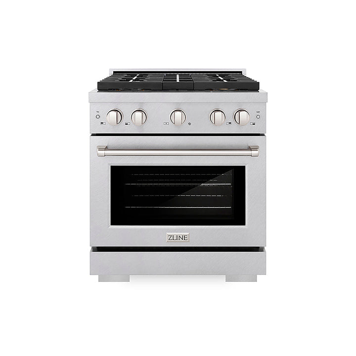 ZLINE 30 in. 4.2 cu. ft. Paramount Gas Range with 4 Burner DuoPro™ Cooktop and Convection Gas Oven in Satin Stainless Steel, Open Box-Excellent Condition