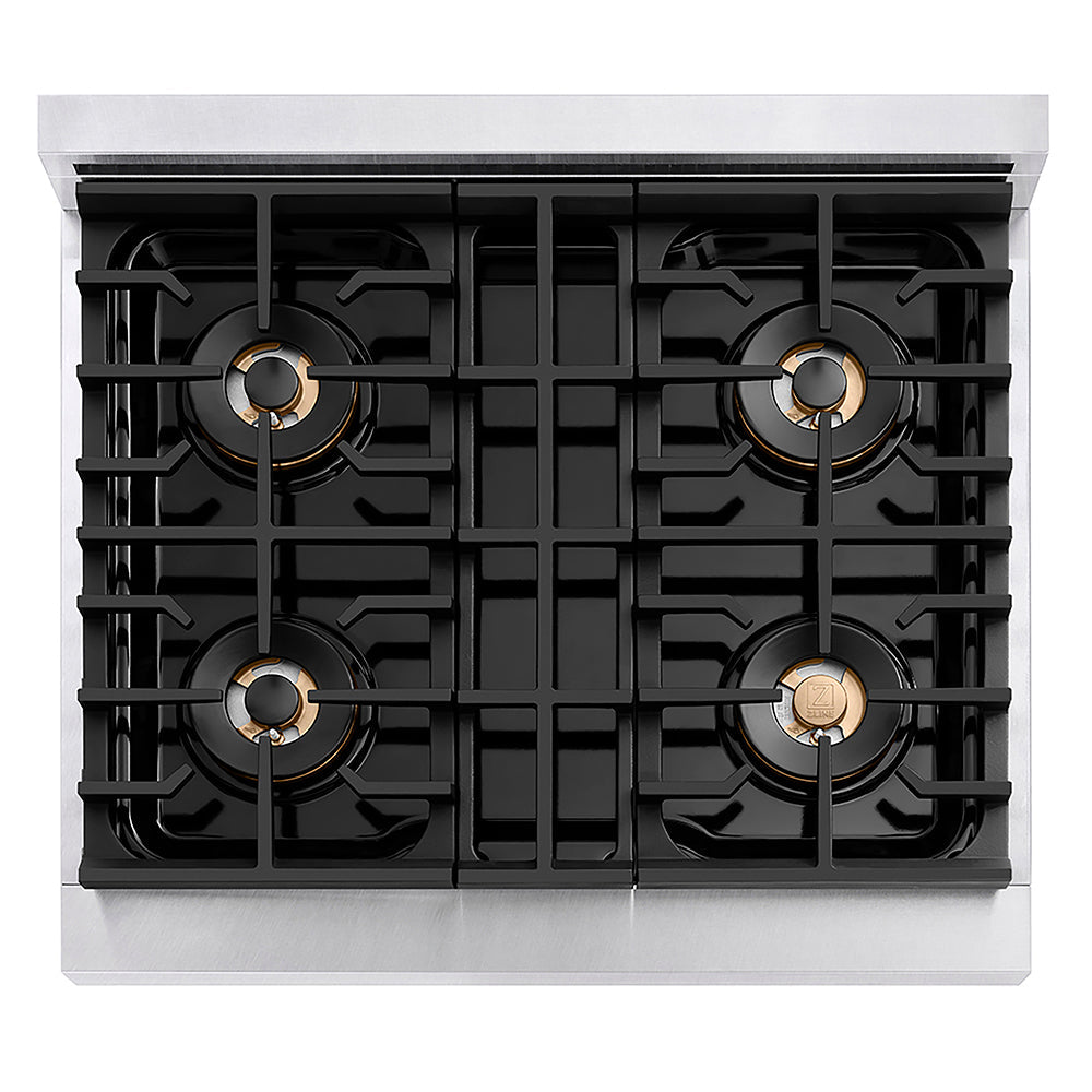 ZLINE 30 in. 4.2 cu. ft. Paramount Gas Range with 4 Burner DuoPro™ Cooktop and Convection Gas Oven in Satin Stainless Steel, Open Box-Excellent Condition