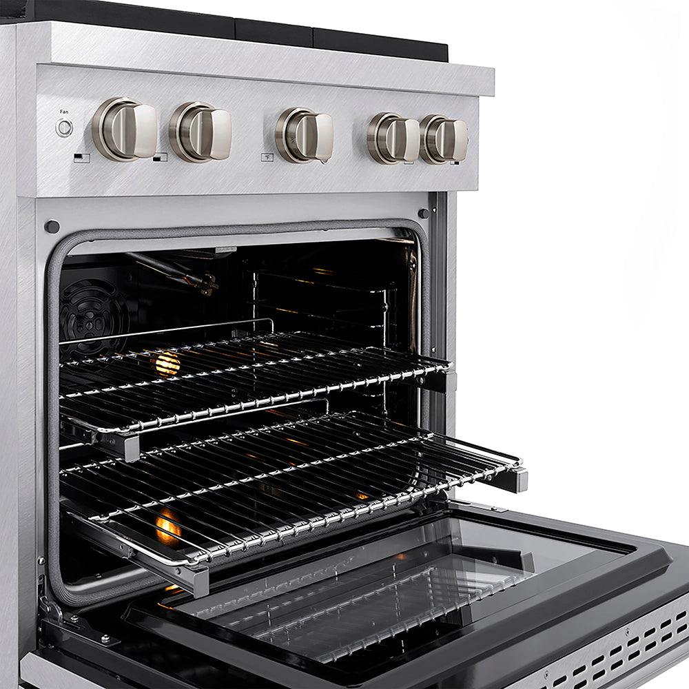 ZLINE 30 in. 4.2 cu. ft. Paramount Gas Range with 4 Burner DuoPro™ Cooktop and Convection Gas Oven in Satin Stainless Steel, Open Box-Excellent Condition