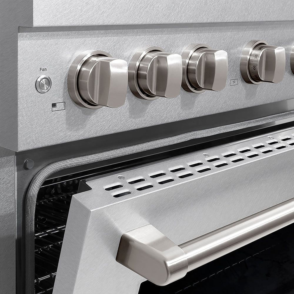 ZLINE 36 in. 5.2 cu. ft. Paramount Gas Range with 6 Burner DuoPro™ Cooktop and Convection Gas Oven in Satin Stainless Steel, Open Box-Excellent Condition
