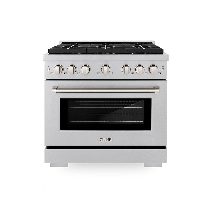 ZLINE 36 in. 5.2 cu. ft. Paramount Gas Range with 6 Burner DuoPro™ Cooktop and Convection Gas Oven in Satin Stainless Steel, Open Box-Excellent Condition