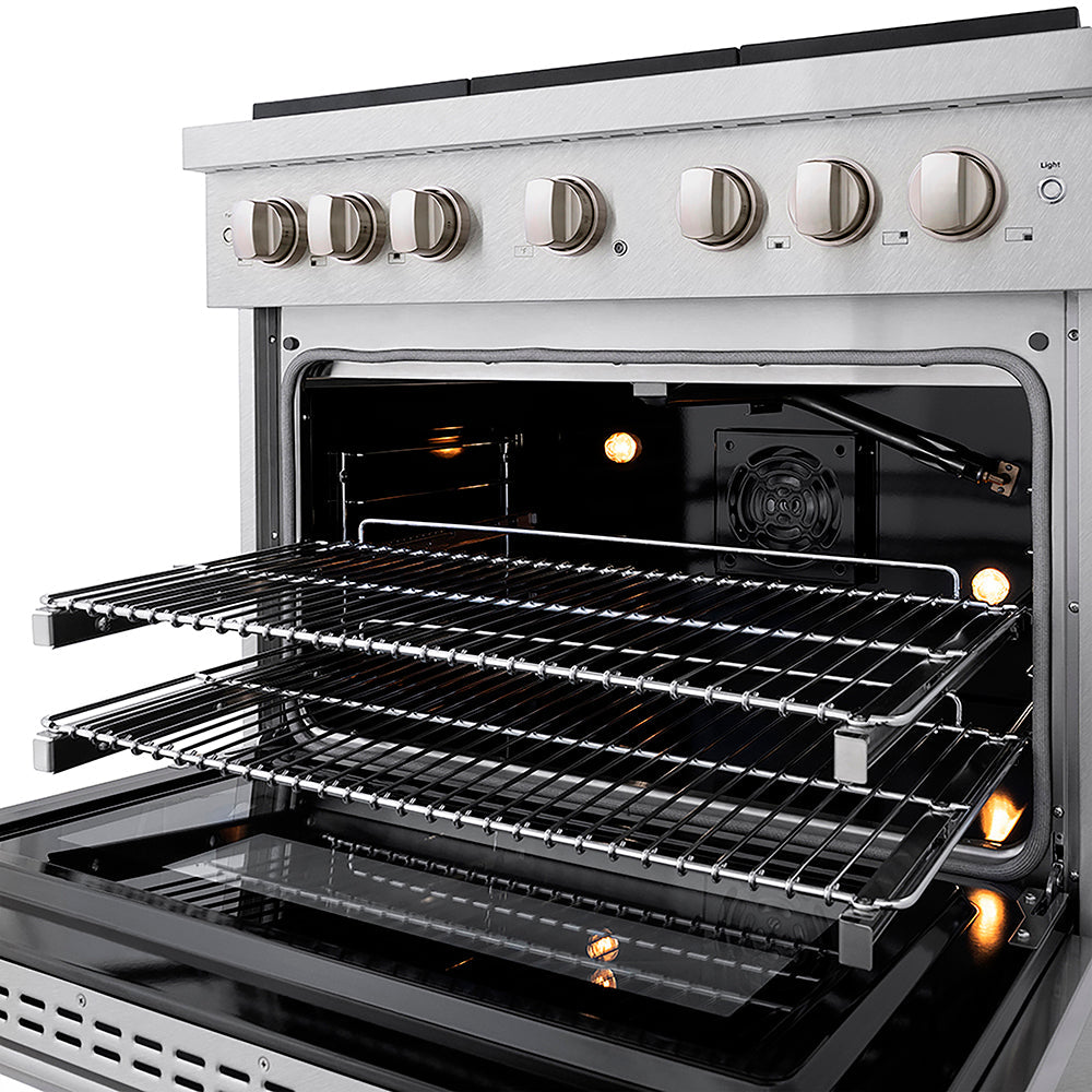 ZLINE 36 in. 5.2 cu. ft. Paramount Gas Range with 6 Burner DuoPro™ Cooktop and Convection Gas Oven in Satin Stainless Steel, Open Box-Excellent Condition