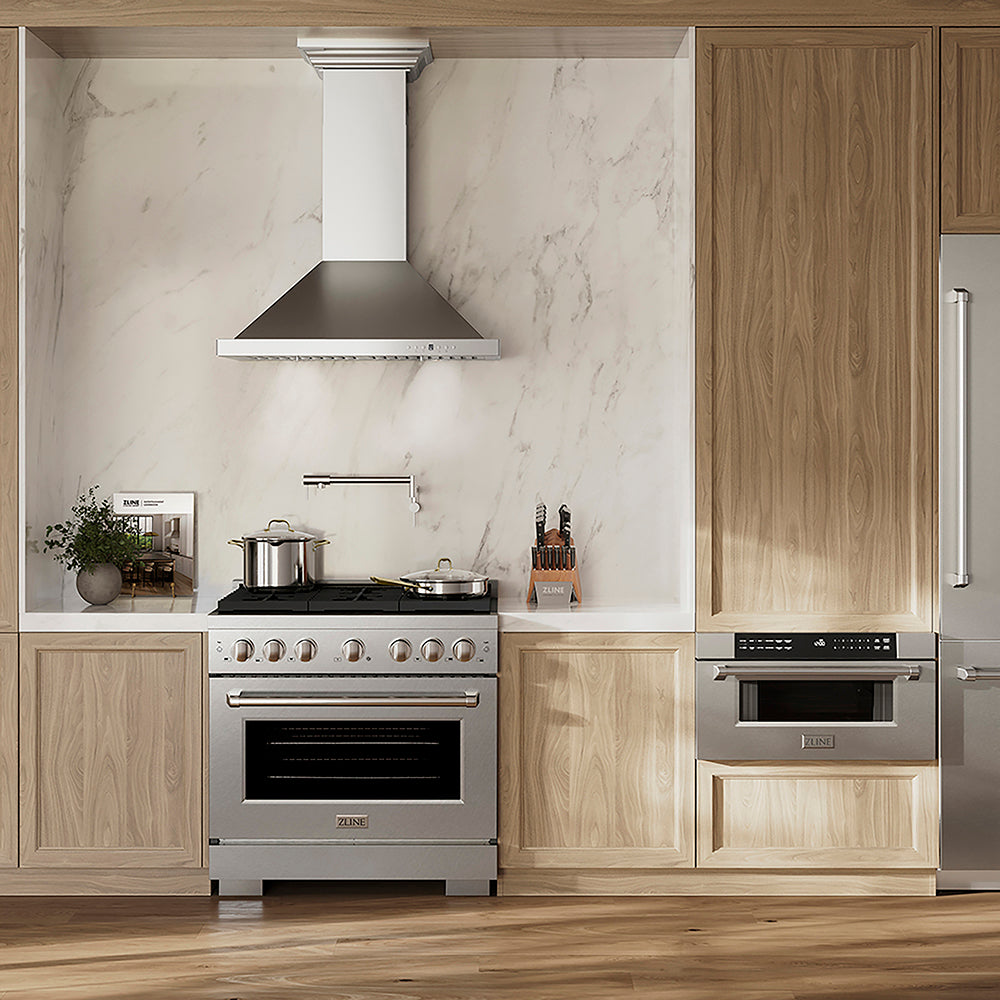 ZLINE 36 in. 5.2 cu. ft. Paramount Gas Range with 6 Burner DuoPro™ Cooktop and Convection Gas Oven in Satin Stainless Steel, Open Box-Excellent Condition
