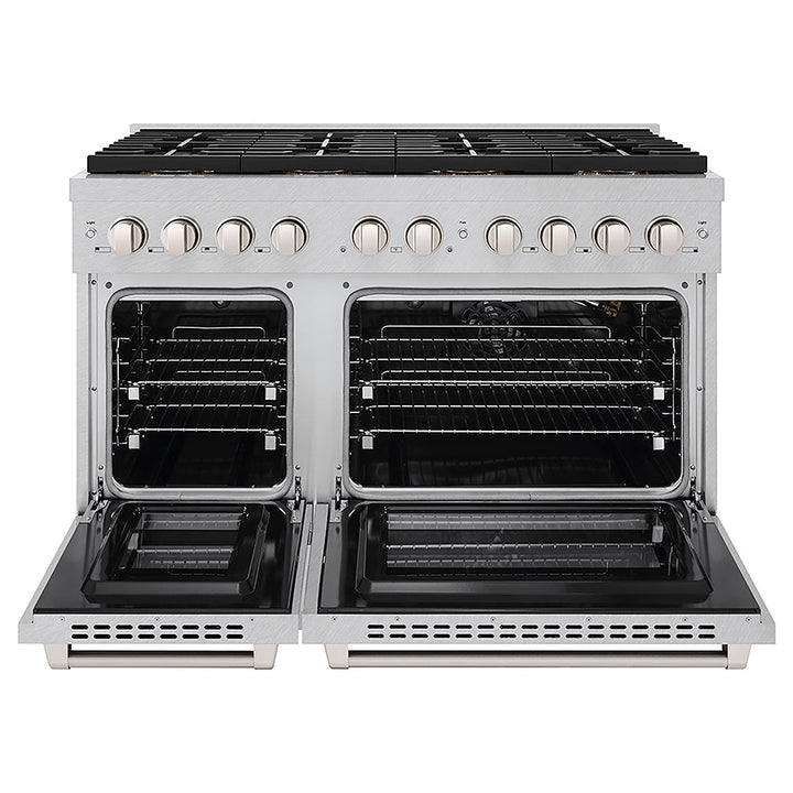 ZLINE 48 in. 6.7 cu. ft. Paramount Gas Range with 8 Burner DuoPro™ Cooktop and Dual Ovens in Satin Stainless Steel, Open Box-Excellent Condition