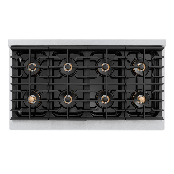 ZLINE 48 in. 6.7 cu. ft. Paramount Gas Range with 8 Burner DuoPro™ Cooktop and Dual Ovens in Satin Stainless Steel with Black Matte Doors (PSGRS-BLM-48)