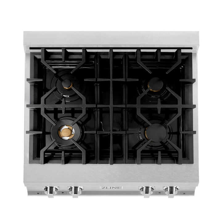 ZLINE 30 in. Legacy Gas Rangetop with 4 Brass Burners and Porcelain Cooktop in Satin Stainless Steel (RTS-BR-30)