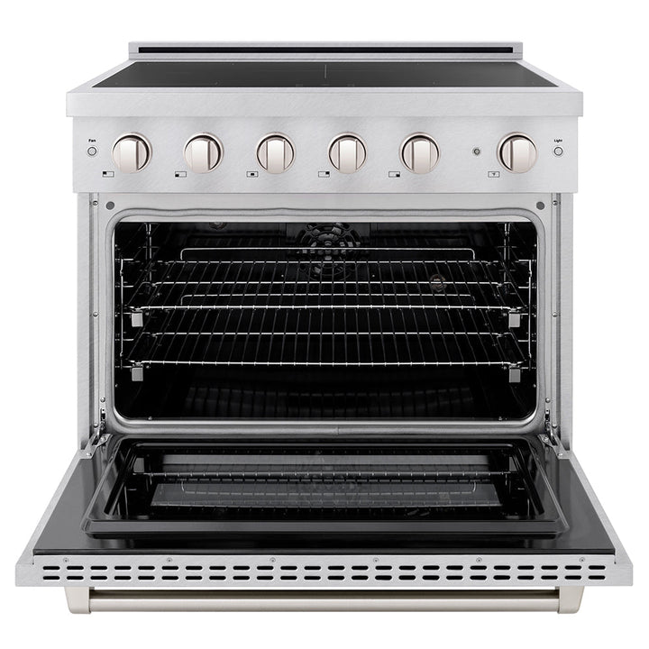 ZLINE 36 in. 5.2 cu. ft. Paramount Induction Range with 5 Element Cooktop and Electric Convection Oven in Satin Stainless Steel (SINRS-36)