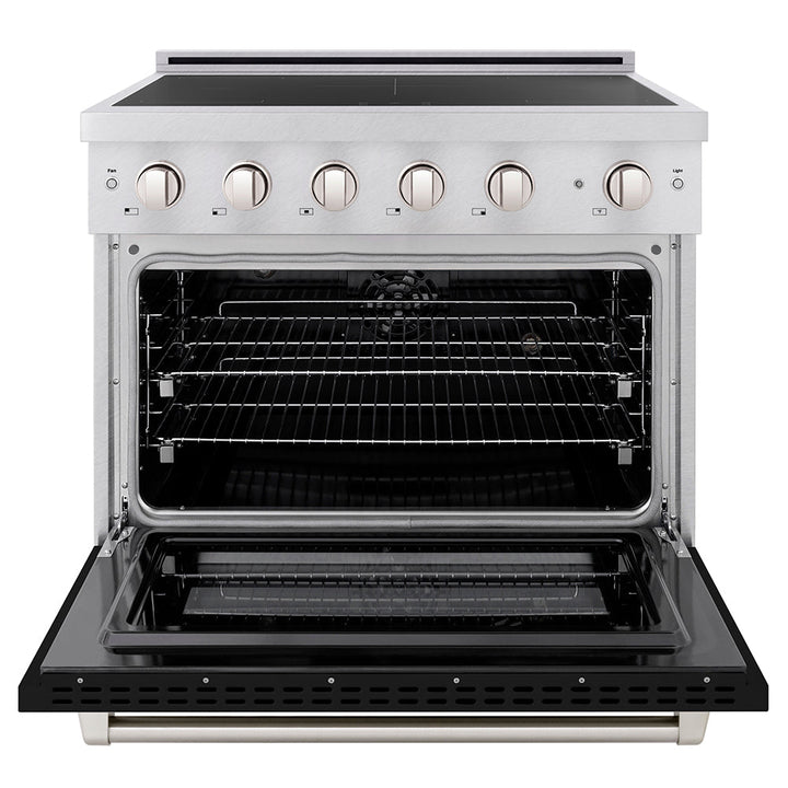 ZLINE 36 in. 5.2 cu. ft. Paramount Induction Range with 5 Element Cooktop and Electric Convection Oven in Satin Stainless Steel with Black Matte Door (SINRS-BLM-36)
