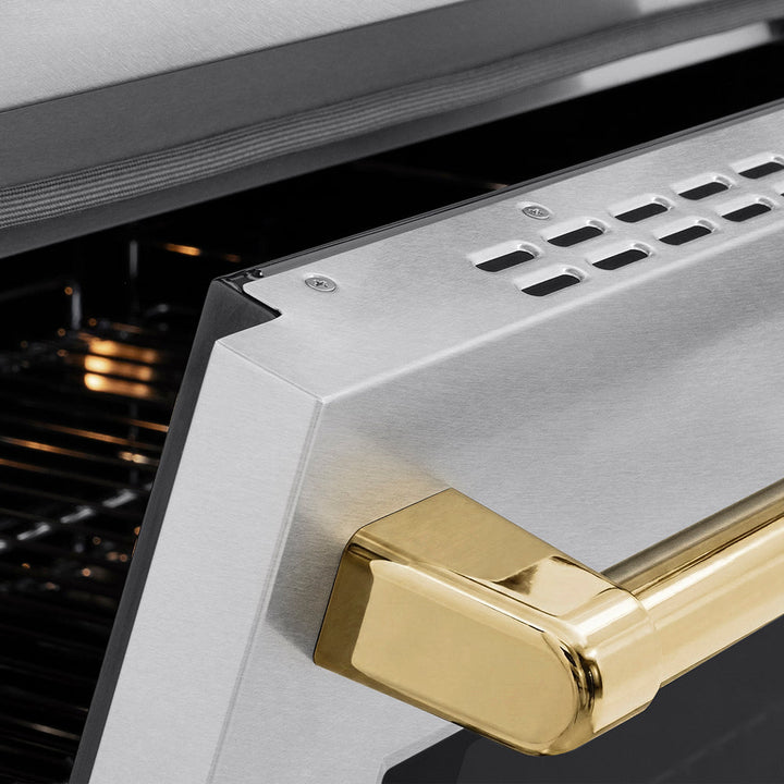 ZLINE Autograph Edition 24 in. 3.2 cu. ft. Paramount Induction Range with 3 Element Cooktop and Electric Convection Oven in Satin Stainless Steel with Polished Gold Accents (SINRSZ-24-G)