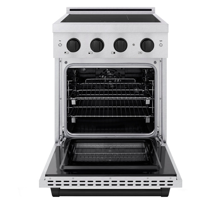 ZLINE Autograph Edition 24 in. 3.2 cu. ft. Paramount Induction Range with 3 Element Cooktop and Electric Convection Oven in Satin Stainless Steel with Matte Black Accents (SINRSZ-24-MB)
