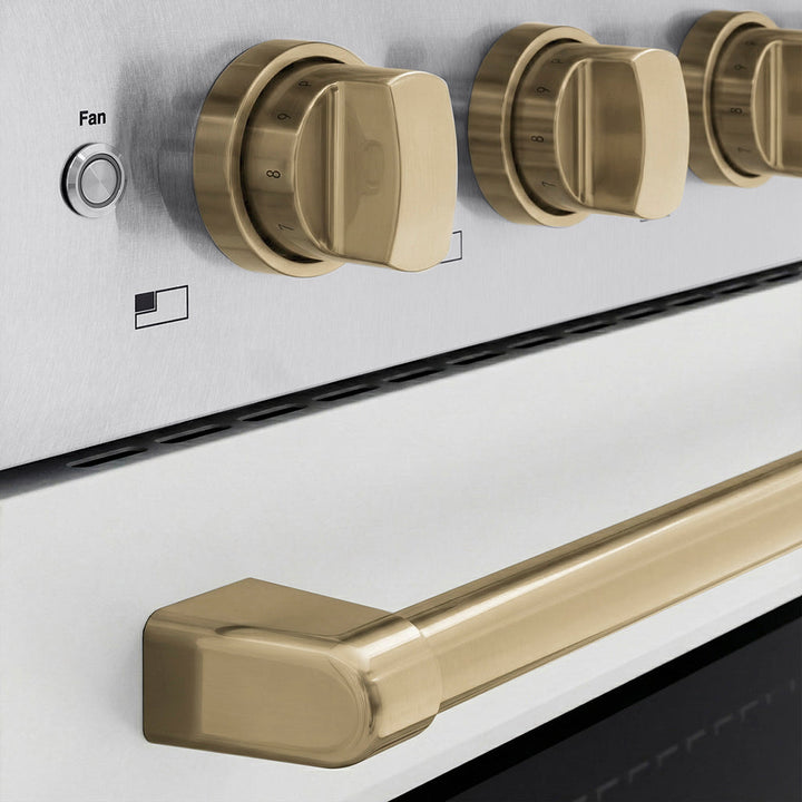 ZLINE Autograph Edition 24 in. 3.2 cu. ft. Paramount Induction Range with 3 Element Cooktop and Electric Convection Oven in Satin Stainless Steel with White Matte Door and Champagne Bronze Accents (SINRSZ-WM-24-CB)