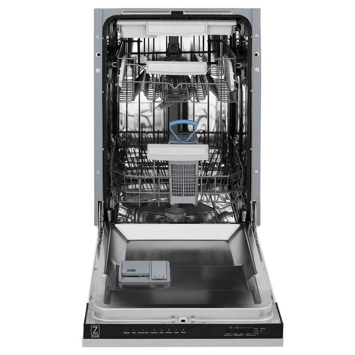 ZLINE 18 in. Tallac Series 3rd Rack Top Control Dishwasher with Satin Stainless Steel Panel and Stainless Steel Tub, 51dBa (DWV-SN-18)