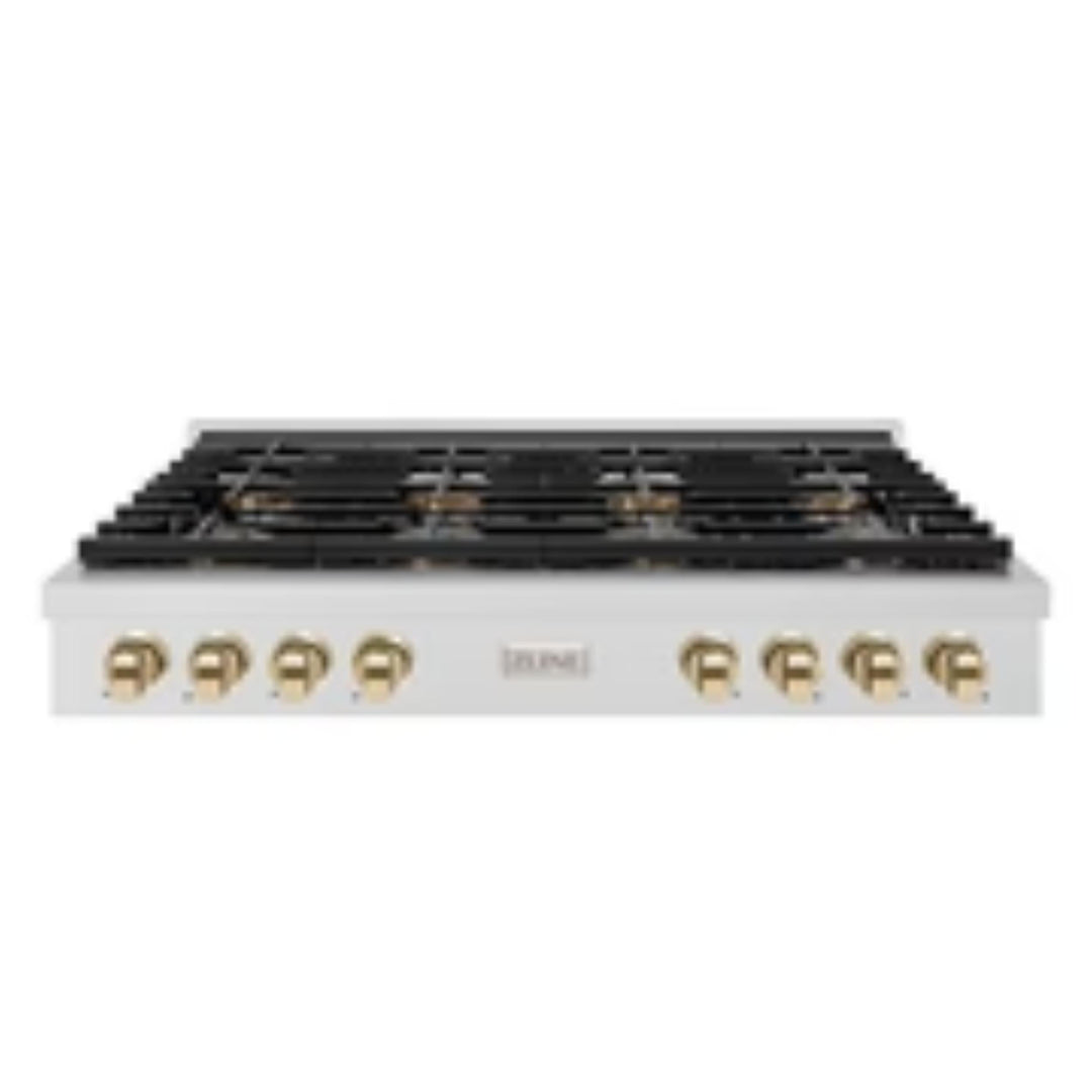 ZLINE Autograph Edition 36" and 48" Paramount Dual Fuel Ranges with Polished Gold Accents