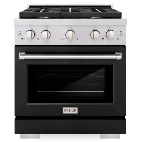 ZLINE Paramount 30" 4.2 cu. ft. Gas Range with Convection Oven in Stainless Steel with Black Matte Door, SGR-BLM-30