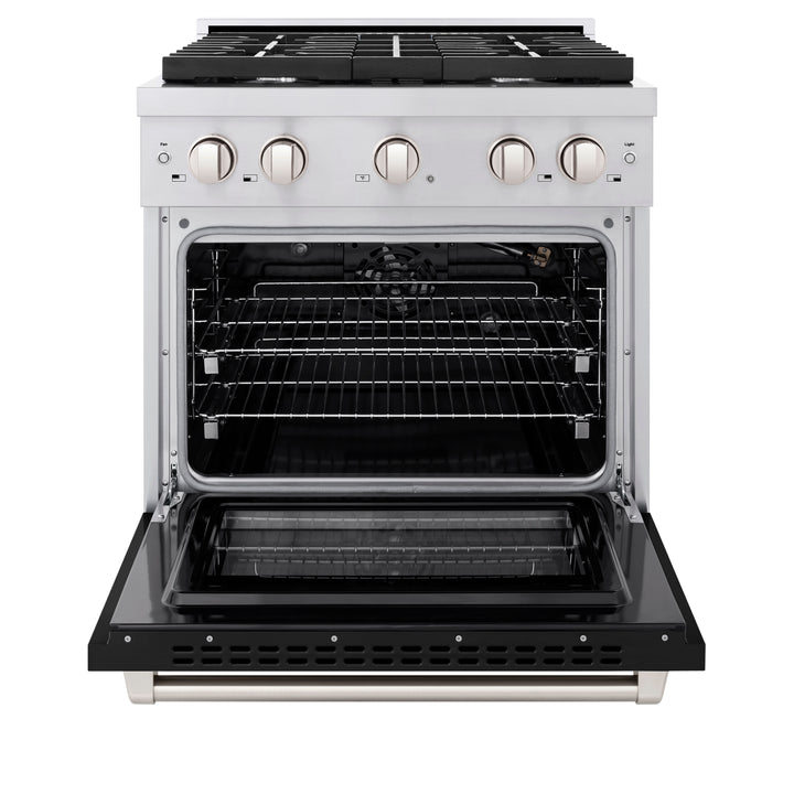 ZLINE Paramount 30" 4.2 cu. ft. Gas Range with Convection Oven in Stainless Steel with Black Matte Door, SGR-BLM-30