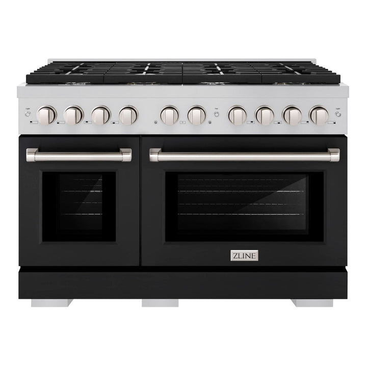 ZLINE Paramount 48" 6.7 cu. ft. Gas Range with Convection Oven in Stainless Steel with White Matte Doors, SGR-BLM-48