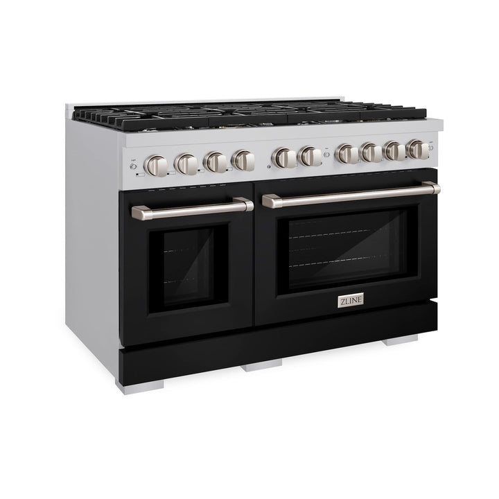 ZLINE Paramount 48" 6.7 cu. ft. Gas Range with Convection Oven in Stainless Steel with White Matte Doors, SGR-BLM-48