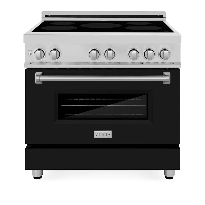 ZLINE 36 in. 4.6 cu. ft. Legacy Induction Range with 5 Element Cooktop and Electric Oven in Stainless Steel and Black Matte Door, Open Box-Excellent Condition