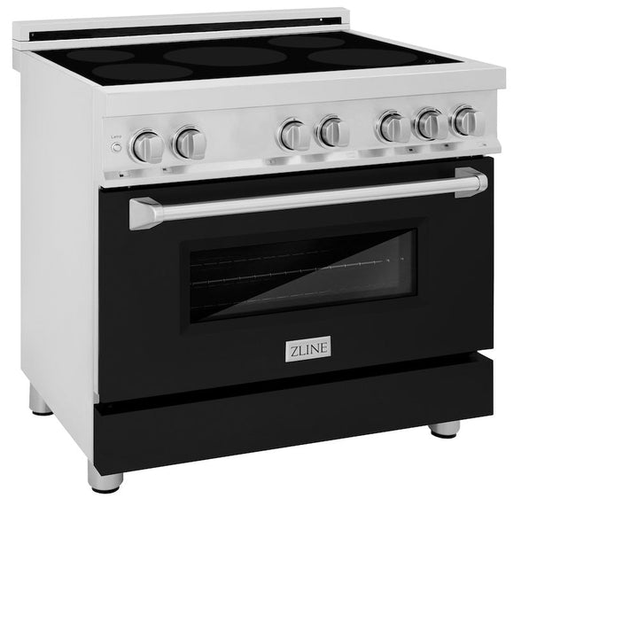 ZLINE 36 in. 4.6 cu. ft. Legacy Induction Range with 5 Element Cooktop and Electric Oven in Satin Stainless Steel and Black Matte Door, Open Box-Excellent Condition