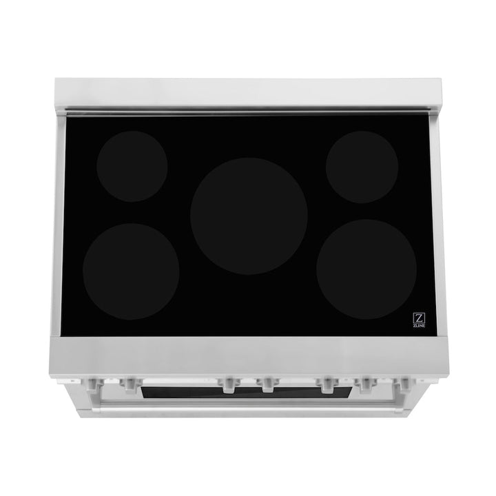 ZLINE 36 in. 4.6 cu. ft. Legacy Induction Range with 5 Element Cooktop and Electric Oven in Satin Stainless Steel and Black Matte Door, Open Box-Excellent Condition
