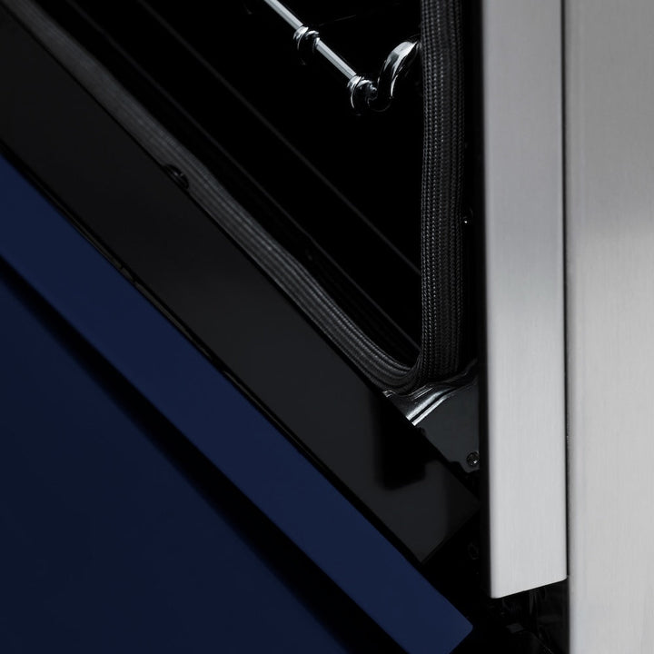ZLINE 24 in. 2.8 cu. ft. Legacy Induction Range with 4 Element Cooktop and Electric Oven in Stainless Steel and Blue Gloss Door, Open Box-Excellent Condition