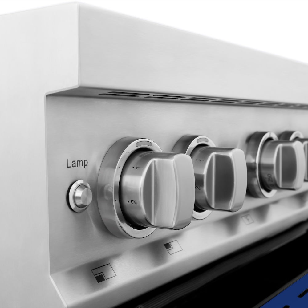 ZLINE 30 in. 4.0 cu. ft. Legacy Induction Range with 4 Element Cooktop and Electric Oven in Stainless Steel and Blue Gloss Door, Open Box-Excellent Condition