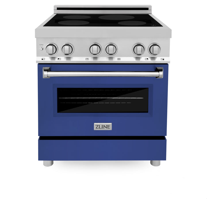 ZLINE 30 in. 4.0 cu. ft. Legacy Induction Range with 4 Element Cooktop and Electric Oven in Stainless Steel and Blue Matte Door, Open Box-Excellent Condition