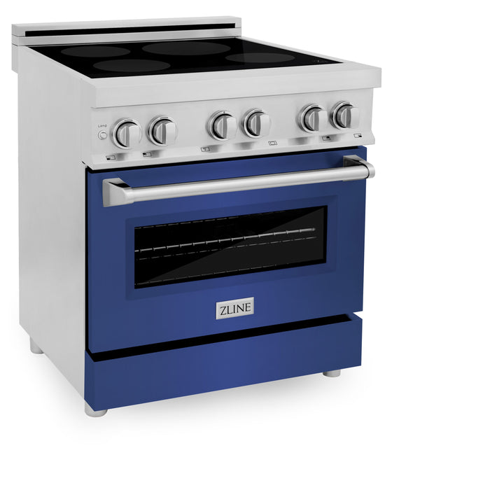 ZLINE 30 in. 4.0 cu. ft. Legacy Induction Range with 4 Element Cooktop and Electric Oven in Stainless Steel and Blue Matte Door, Open Box-Excellent Condition