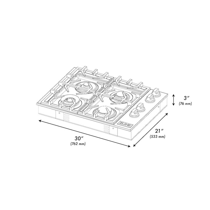 ZLINE 30 in. Gas Cooktop with 4 Gas Burners (RC30)
