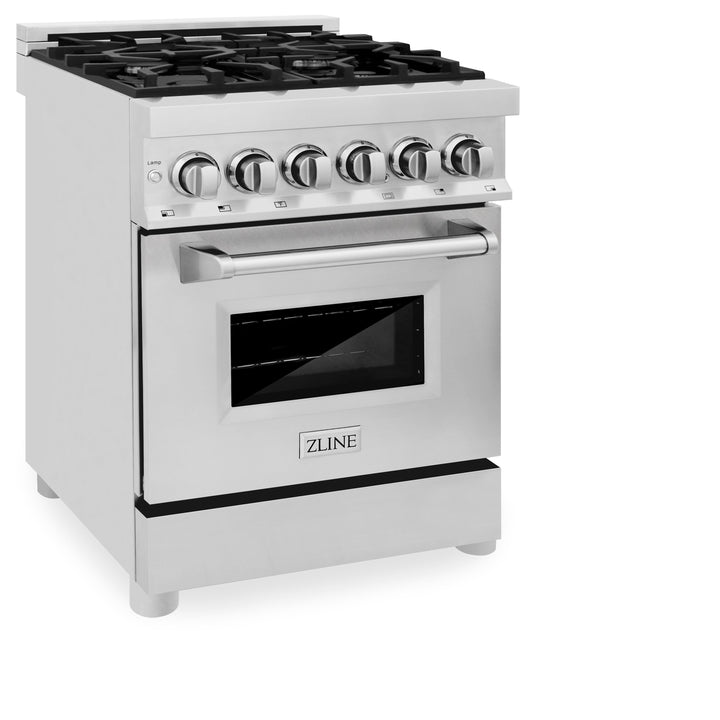 ZLINE 24 in. 2.8 cu. ft. Legacy Dual Fuel Range with 4 Burner Gas Cooktop and Electric Convection Oven in Stainless Steel, Open Box-Excellent Condition