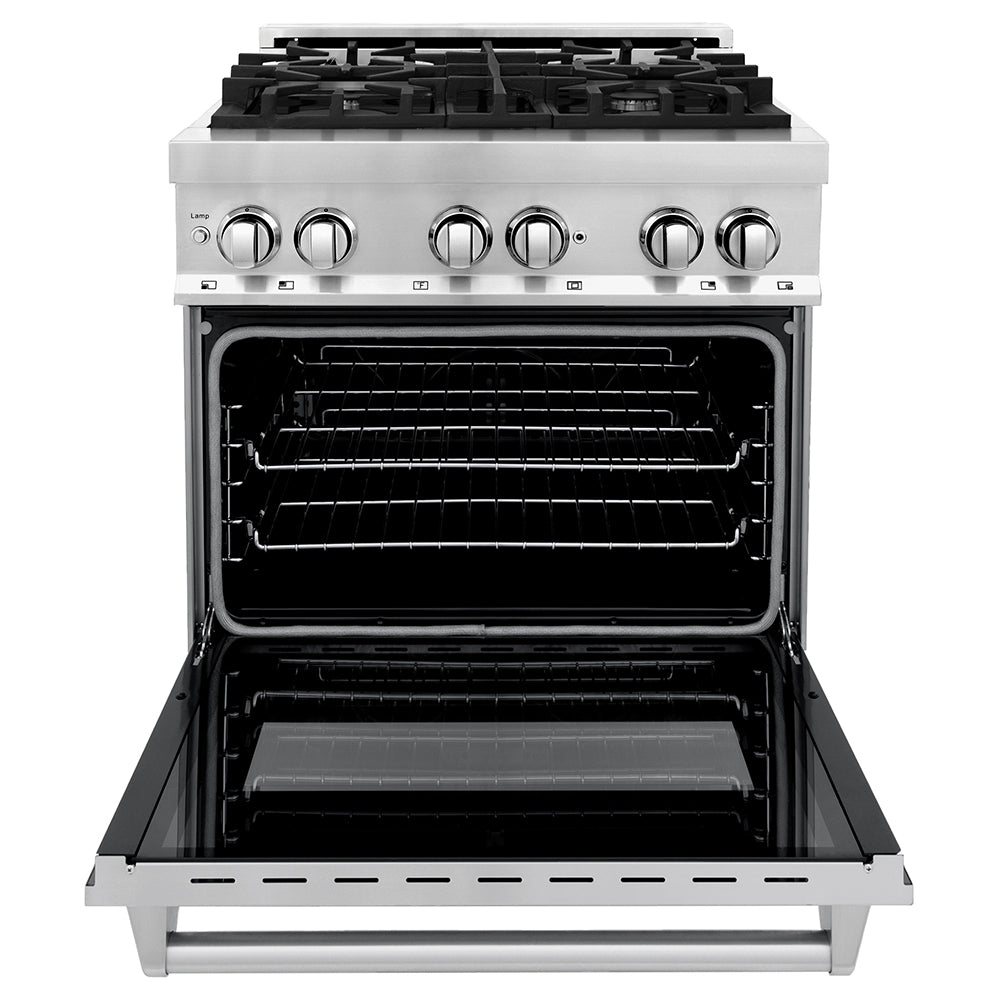 ZLINE 30 in. 4.0 cu. ft. Legacy Dual Fuel Range with 4 Burner Gas Cooktop and Electric Convection Oven in Stainless Steel, Open Box-Excellent Condition