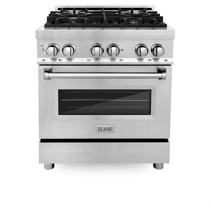 ZLINE 30 in. 4.0 cu. ft. Legacy Dual Fuel Range with 4 Burner Gas Cooktop and Electric Convection Oven in Stainless Steel, Open Box-Excellent Condition