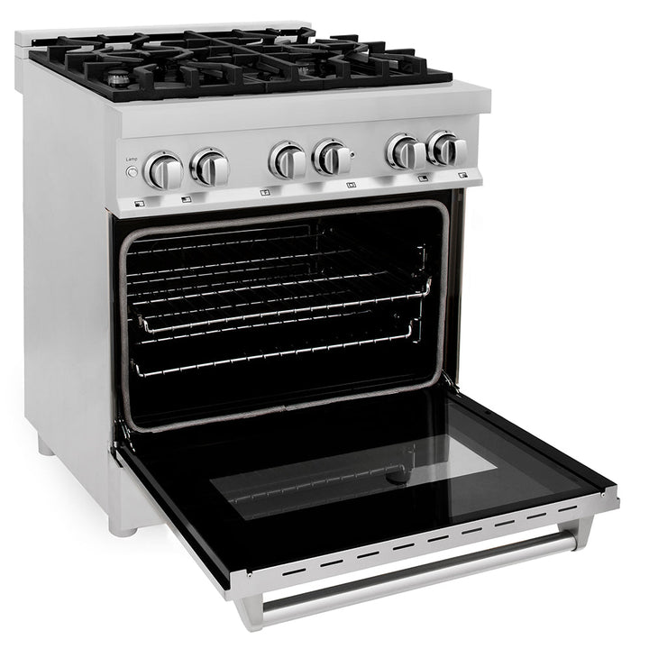 ZLINE 30 in. 4.0 cu. ft. Legacy Dual Fuel Range with 4 Burner Gas Cooktop and Electric Convection Oven in Stainless Steel, Open Box-Excellent Condition
