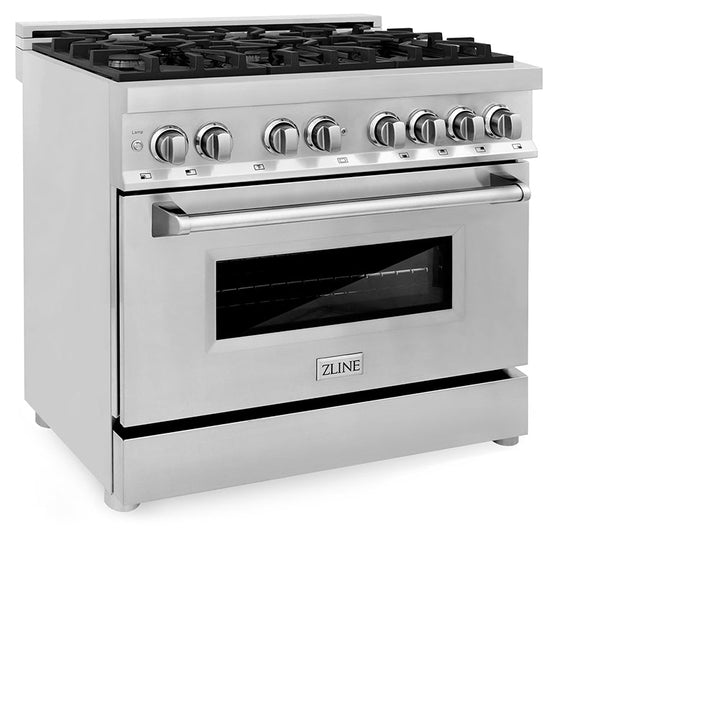 ZLINE 36 in. 4.6 cu. ft. Legacy Dual Fuel Range with 6 Burner Gas Cooktop and Electric Convection Oven in Stainless Steel, Open Box-Excellent Condition