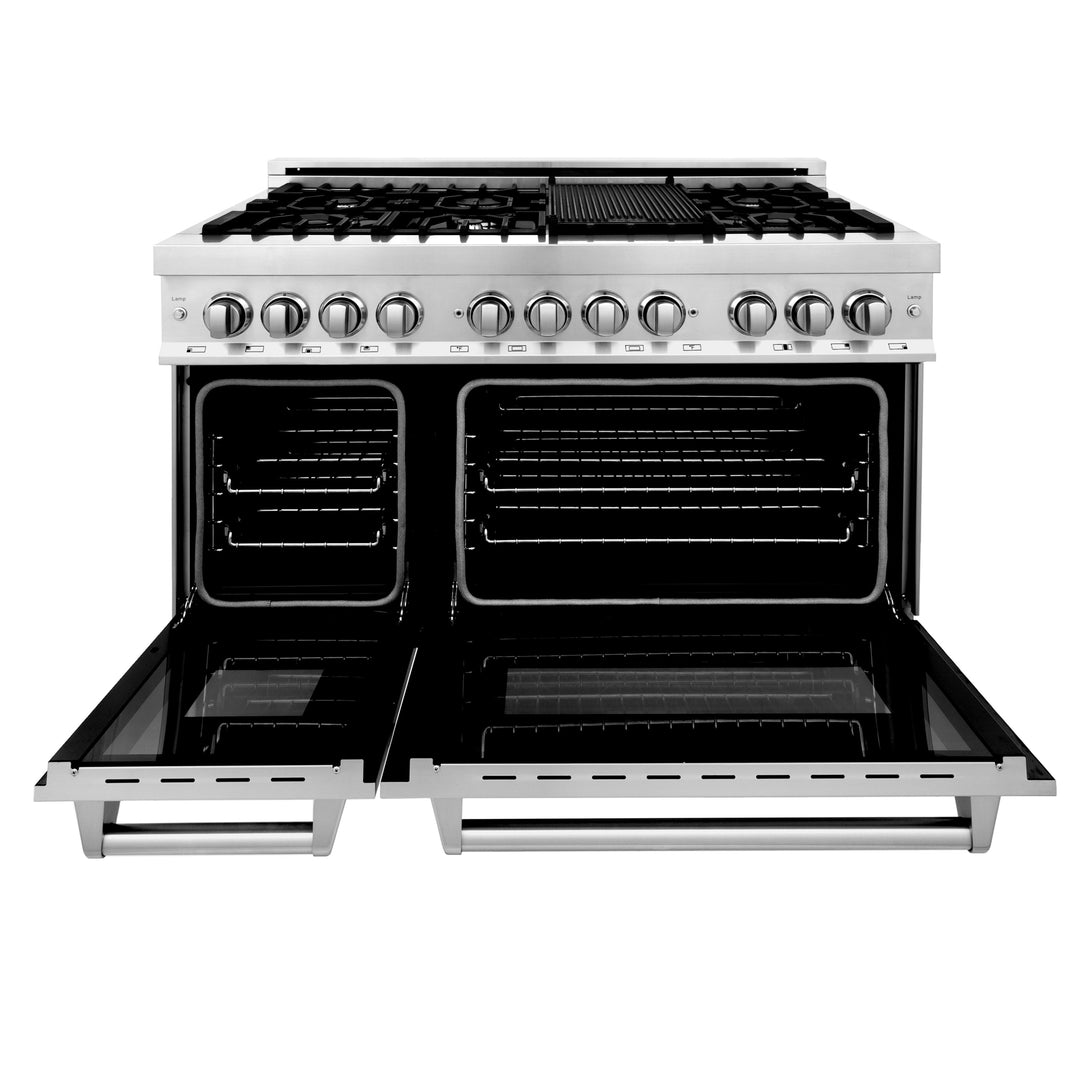 ZLINE 48" 6.0 cu. ft. Gas Burner, Electric Oven with Griddle in Stainless Steel, RA-GR-48