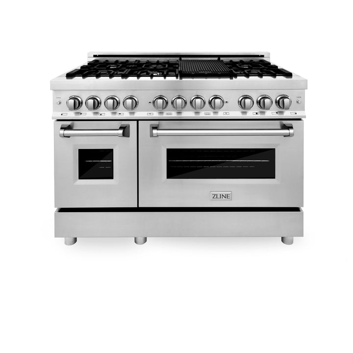 ZLINE 48" 6.0 cu. ft. Gas Burner, Electric Oven with Griddle in Stainless Steel, RA-GR-48