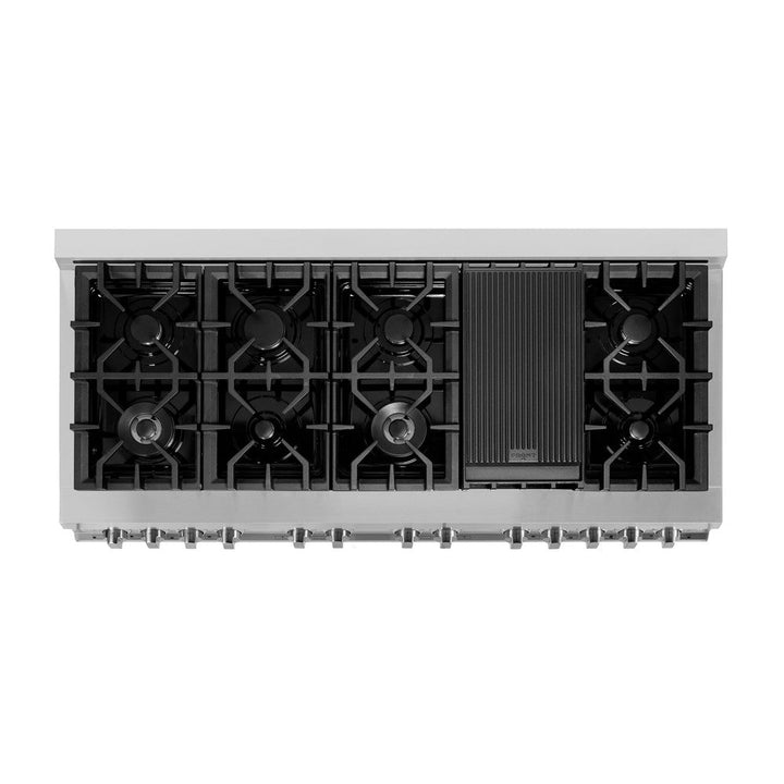 ZLINE 60 in. 7.4 cu. ft. Legacy Dual Fuel Range with 9 Burner Gas Cooktop and 2 Electric Convection Ovens in Stainless Steel (RA60)
