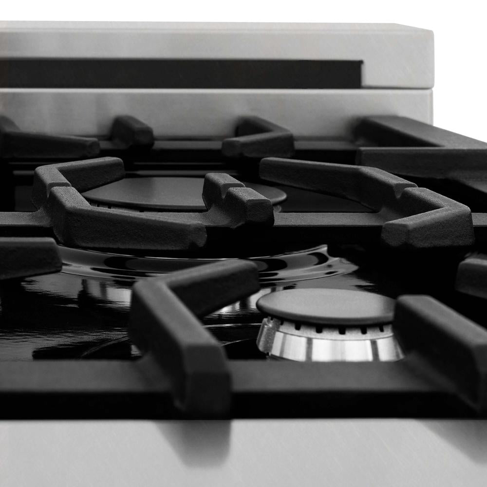 ZLINE 30 in. Kitchen Package with Satin Stainless Steel Dual Fuel Range and Convertible Vent Range Hood (2KP-RASSNRH30)