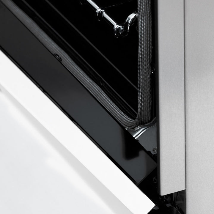 ZLINE Autograph Edition 36 in. 4.6 cu. ft. Legacy Dual Fuel Range with 6 Burner Gas Cooktop and Electric Convection Oven in Satin Stainless Steel with White Matte Door and Polished Gold Accents (RASZ-WM-36-G)