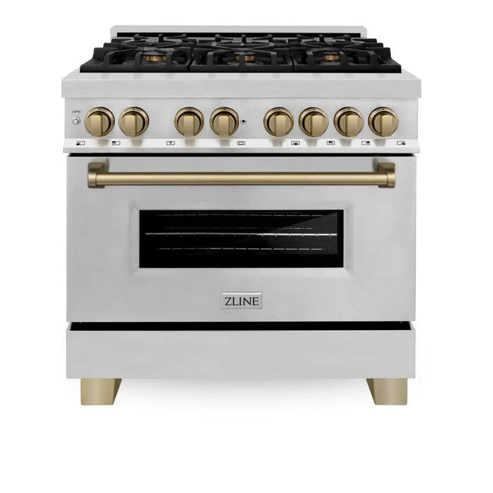 ZLINE Autograph Edition 24", 30", 36", &amp; 48" Legacy Dual Fuel Range with Champagne Bronze, Polished Gold nd Matte Black.