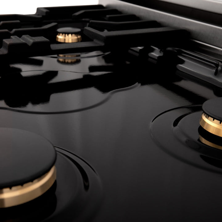 ZLINE Autograph Edition 24 in. 2.8 cu. ft. Legacy Dual Fuel Range with 4 Burner Gas Cooktop and Electric Convection Oven in Stainless Steel with White Matte Door and Matte Black Accents, Open Box-Excellent Condition